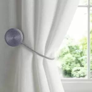 Image of Alan Symonds Cirque Magnet Curtain Tie Backs, Silver, Pair
