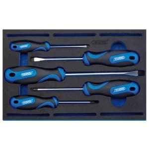 Image of Draper Soft Grip Screwdriver Set In 1/4 Drawer EVA Insert Tray (5 Piece)