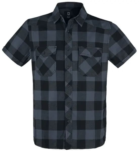 Image of Brandit Half-Sleeve Checked Shirt Short-sleeved Shirt Black grey 4XL Men