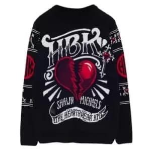 Image of WWE Womens/Ladies Shawn Michaels The Heartbreak Kid Knitted Jumper (XS) (Black/Red/White)