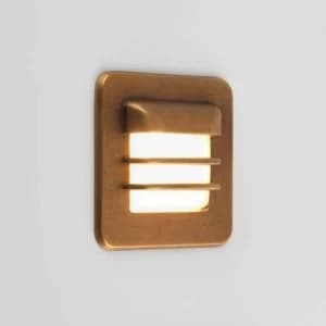 Image of LED 1 Light Outdoor Square Wall Light Antique Brass IP65