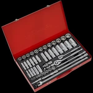 Image of Sealey 50 Piece Combination Drive Hexagon WallDrive Socket Set Combination