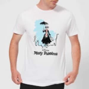 Image of Mary Poppins Rooftop Landing Mens T-Shirt - White - 3XL