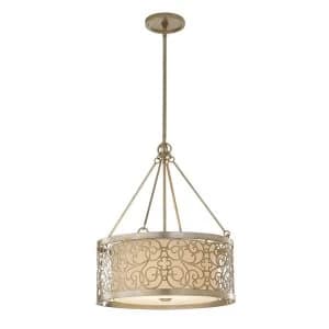 Image of 4 Light Cylindrical Ceiling Pendant Light Silver Leaf, E27