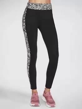 Image of Skechers The Gostretch Mini Cheetah 7/8 High Waisted Leggings, Black/Leopard, Size S, Women
