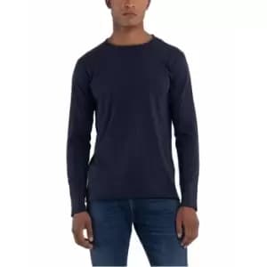 Image of Replay Replay Long Sleeve Crew T-Shirt Mens - Blue