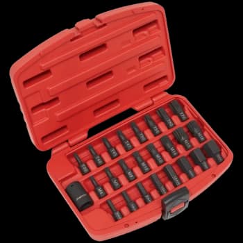 Image of Sealey 25 Piece Impact Torx, Hex and Spline Socket Bit Set 1/2"