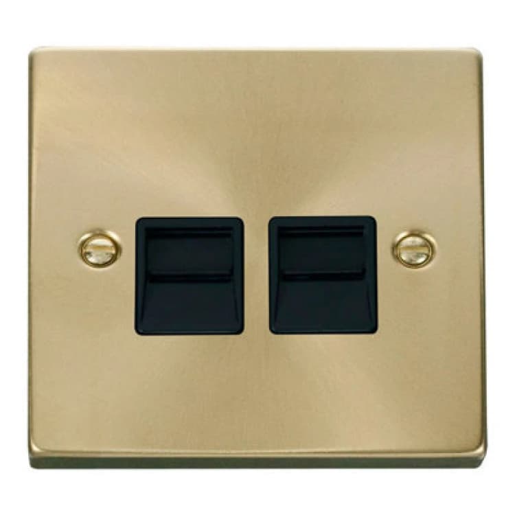 Image of SE Home Satin / Brushed Brass Secondary Telephone Twin Socket Gold