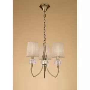 Image of Loewe pendant light 3 E14 bulbs, antique brass with bronze lampshades