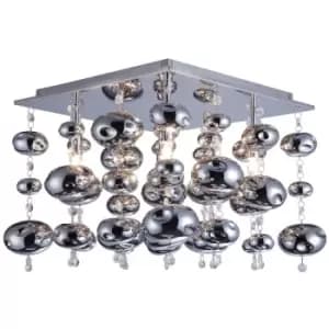 Image of Zumaline Elli Square Semi Flush Ceiling Light, Chrome, 5x G9