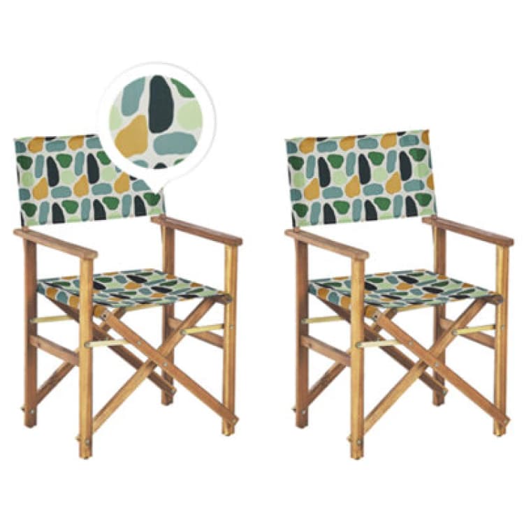 Image of BELIANI Set of 2 Garden Chairs CINE Acacia Wood Multicolour 312354