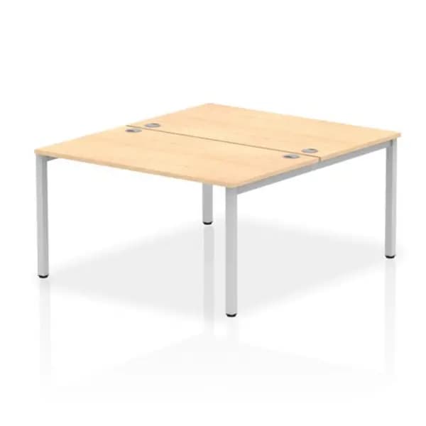 Image of Impulse Bench B2B 2 Person 1400 Silver Frame Office Bench Desk Maple