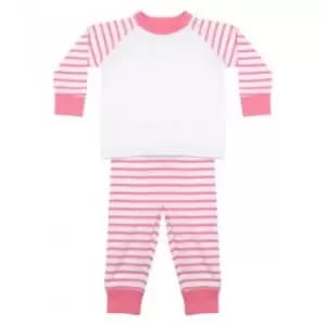 Image of Larkwood Baby Boys/Girls Striped Pyjamas (6-12 Months) (Pale Pink/White)