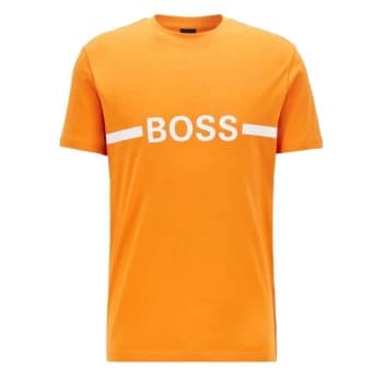 Image of Hugo Boss Stripe Logo T-Shirt Orange Size L Men
