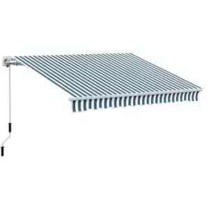 Image of Outsunny 4m x 3(m) Garden Patio Manual Awning Canopy Sun Shade Shelter Retractable Green and White