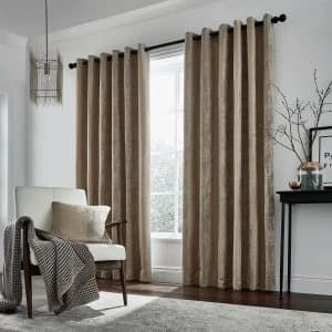 Image of Hotel Camel Polyester 'Roma' Lined Curtains - 167cm x 137cm drop