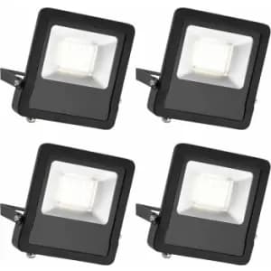 Image of Loops - 4 pack Outdoor IP65 LED Floodlight - 50W Cool White LED - Angled Wall Bracket