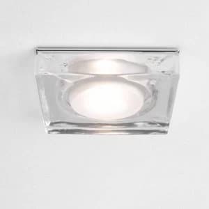 Image of 1 Light Square Bathroom Ceiling Downlight Polished Chrome IP65, GU10