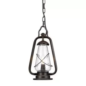Image of Outdoor IP44 1 Bulb Chain Lantern Old Bronze LED E14 60W Bulb Light Fitting