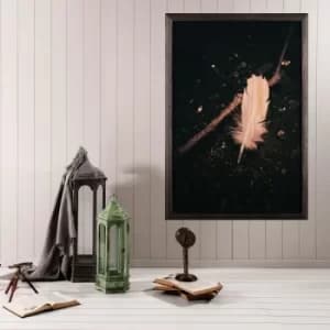Image of White Feather XL Multicolor Decorative Framed Wooden Painting