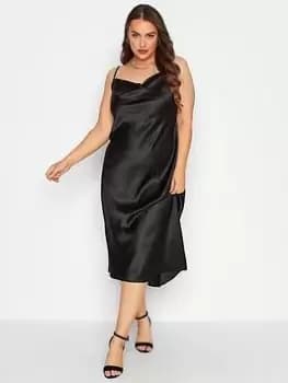 Image of Yours Satin Cowl Neck Dress - Black, Size 20, Women