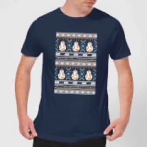 Image of Star Wars BB-8 Pattern Mens Christmas T-Shirt - Navy - L