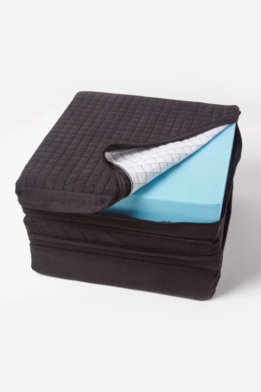 Image of Homescapes Quilted Polyester 3 Seater Orthopaedic Booster Cushion Cover in Black Unisex