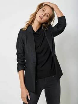 Image of Mint Velvet Shimmer SB Blazer - Black, Size 8, Women
