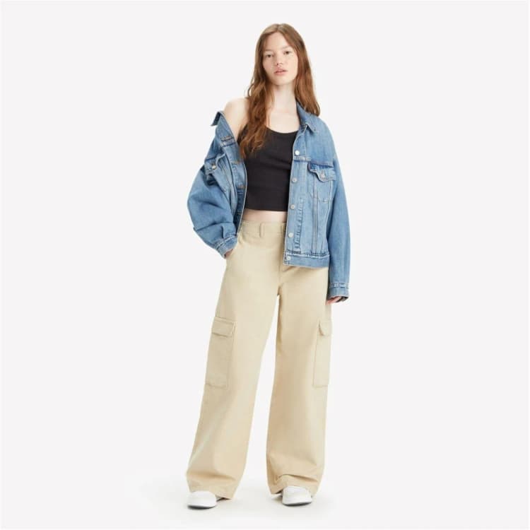 Image of Levis Baggy Cargo Trousers - Beige Beige 28 R