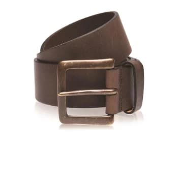 Image of Firetrap Premium Leather Belt Mens - Brass/Brown