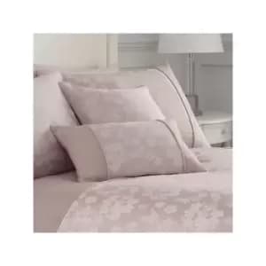 Image of Serene Blossom Floral Jacquard Cotton Blend Filled Cushion, Blush, 30 x 50 Cm