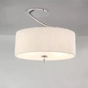 Image of Eve semi-ceiling light 2 bulbs E27, polished chrome with white oval lampshade