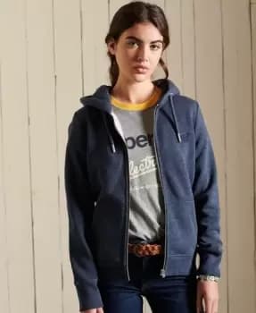 Image of Superdry Womens Vintage Logo Embroidered Zip Hoodie Navy / Vintage Navy Marl - Size: 12