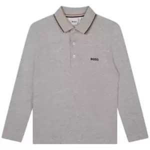 Image of Boss Boss Long Sleeve Small Polo Shirt Juniors - Grey