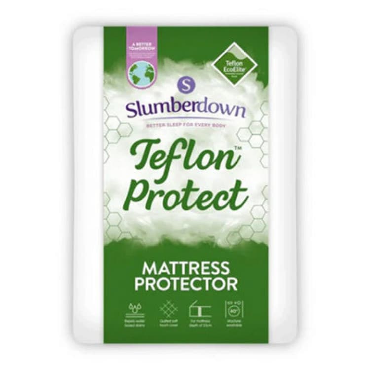 Image of Slumberdown Slumberdown Teflon Mattress Protector in White Size: King White King Unisex 5012924056129