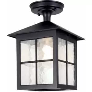 Image of Loops - IP43 1 Bulb Semi Flush Light Black LED E27 100W Bulb Outside External