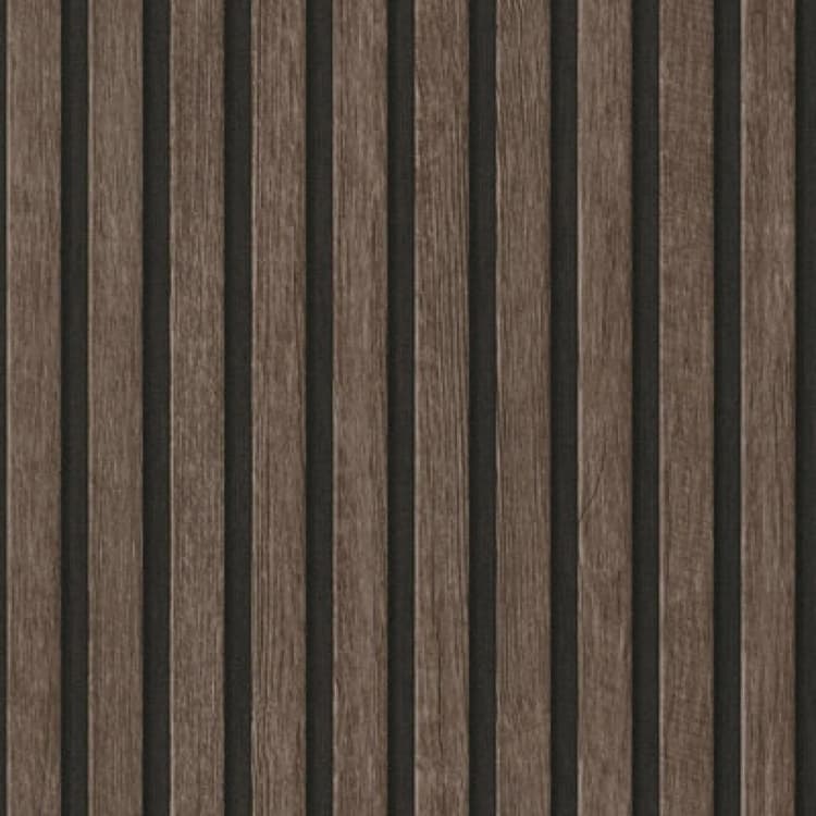 Image of A.S. Creation Wooden Slats Panelling 3D Wood Panel Stripe Dark Oak Black Wallpaper Dark Brown
