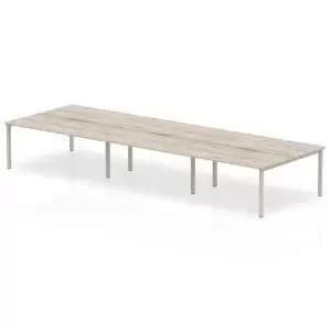 Image of B2B Silver Frame Bench Desk 1600 Grey Oak 6 Pod