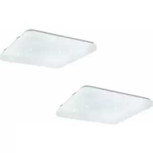 Image of 2 PACK Wall Flush Ceiling Light White Shade White With Crystal Effect LED 17.3W