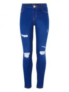 Image of River Island Ripped Molly Jeggings Blue Size 9 Years Girls