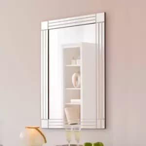 Image of MirrorOutlet Milton All Glass Bevelled Square Corner Wall Mirror 90 X 60 Cm