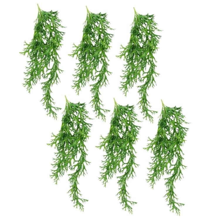 Image of Leaf Pack of 6 x 80cm Hanging Artificial Staghorn Fern Green unisex