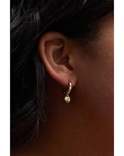 Image of Simply Silver Gold Heart Huggie Earrings