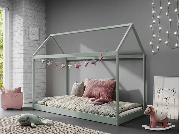 Image of Home Detail Taylor Wooden Kids Montessori House Bed Green