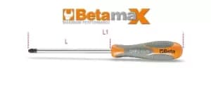 Image of Beta Tools 1299 Beta MAX Pozidriv - Supadriv Screwdriver PZ0 x 60mm
