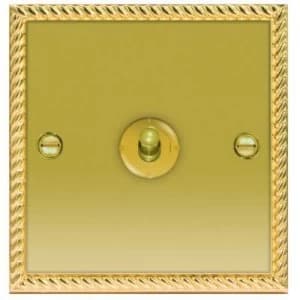 Image of Wickes 10A Toggle Light Switch 1 Gang 2 Way Polished Georgian Brass