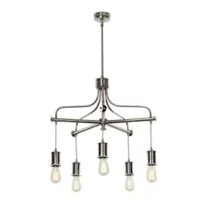 Image of 5 Bulb Chandelier LIght Highly Polished Nickel LED E27 60W