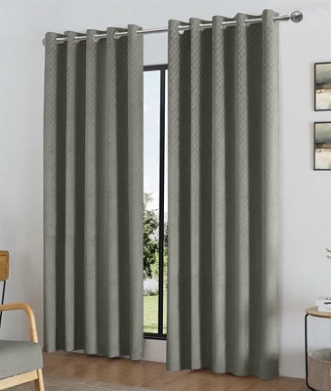 Image of Luxury Living Temple Velvet Ring Top Blackout Curtains 168X229cm Silver TEMSIL6390