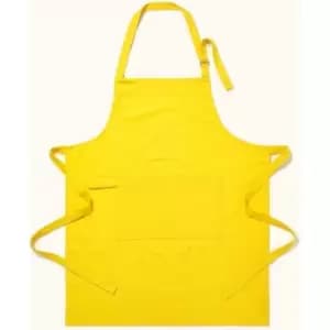 Image of Homescapes - Plain Yellow Cotton Apron - Yellow