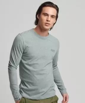 Image of Superdry Mens Organic Cotton Vintage Logo Embroidered Top Blue / Light Aqua Jaspe - Size: L